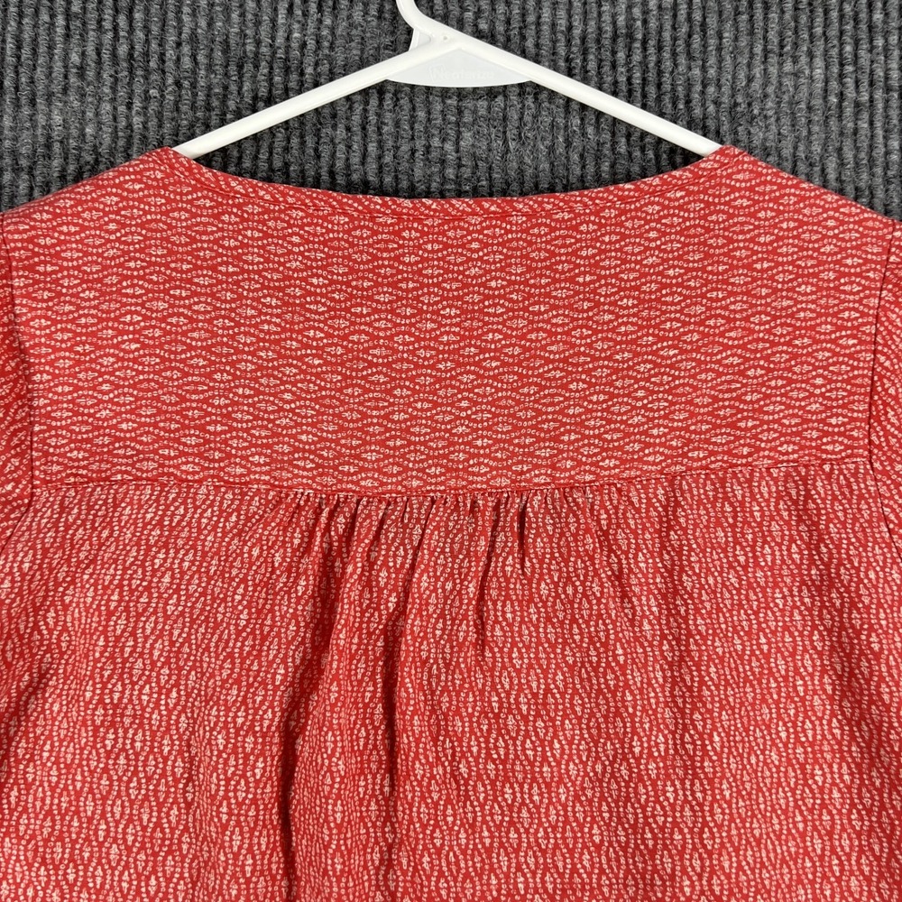 Toad&Co Shirt Womens Medium Red Button Front Lace Trim Long‎ Sleeve Blouse - Picture 13 of 13